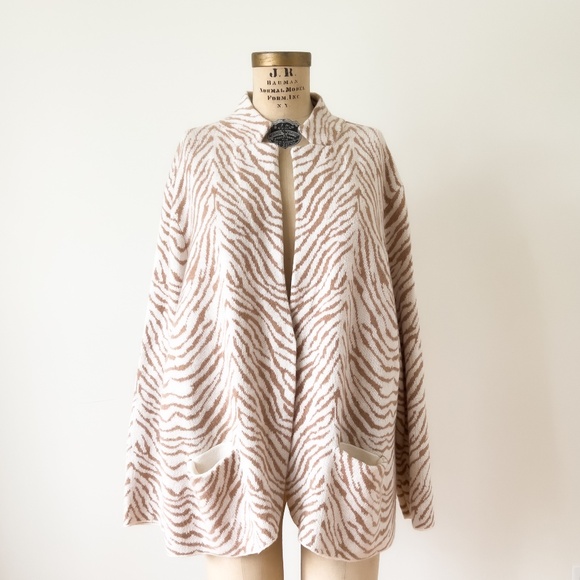 Anthropologie Animal Print Wool Blend Sasha Cardigan Sweater - 3X Exotic Artsy - Picture 1 of 9